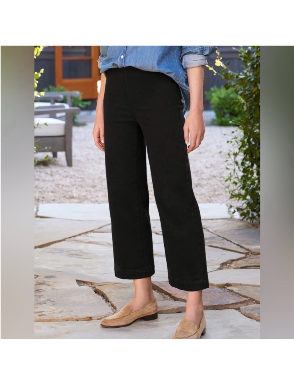Frank & Eileen Westport Illusion Wide Leg Black Jeans Sz 2